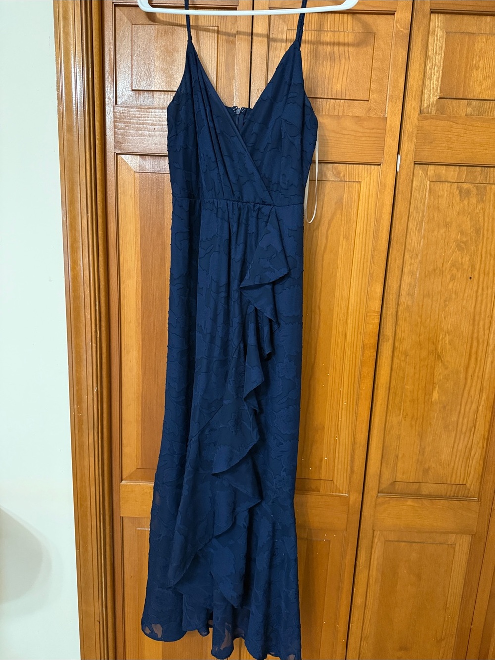 Lulu's Navy Ruffled V-Neck Maxi Dress